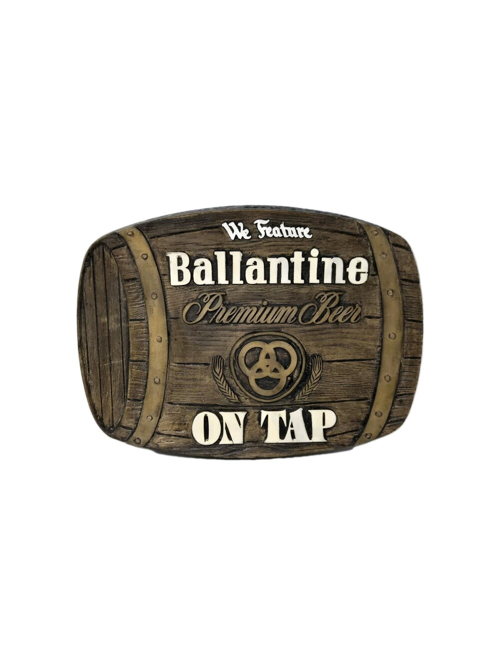 VINTAGE BALLANTINE PREMIUM BEER ON TAP WALL SIGN BARREL 14x10
